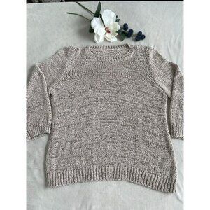 Eileen Fisher Knitted Beige Sweater Linen Blend 3/4 Sleeves See Pics for Size